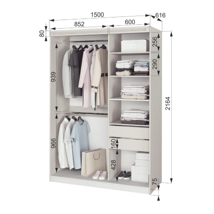 Шкаф-купе Азалия с зеркалом 